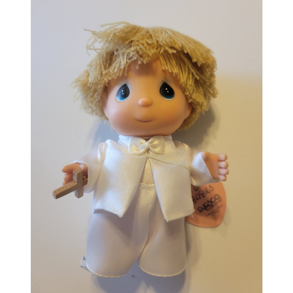 Vintage 1988 Enesco Hi Babies Precious Moments Baptismal Doll with Cross‎ 5"